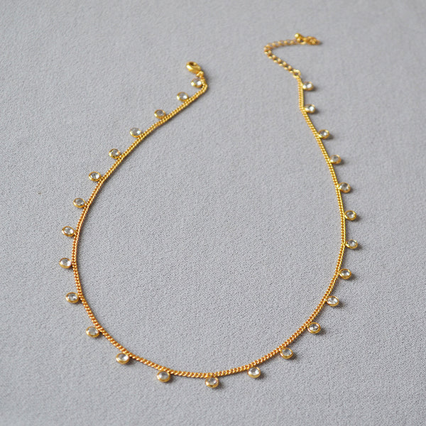 Cubic zirconia bean pendant dainty necklace - Zafari Studio Jewelry